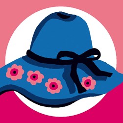 kit Canevas - Gros trous Luc Création Chapeau bleu aux fleurs roses