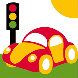 kit Canevas - Gros trous Luc Création L'auto au feu tricolore