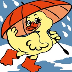 kit Canevas - Gros trous Luc Création Un canard sous la pluie