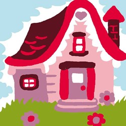 kit Canevas - Gros trous Luc Création Maisonnette rougeâtre