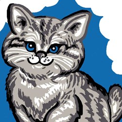 kit Canevas - Gros trous Luc Création Chat gris aux yeux bleu