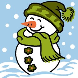 kit Canevas - Gros trous Luc Création Le bonhomme de neige à l'écharpe verte