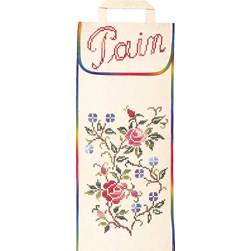 kit Sac à Pain en Broderie Traditionnelle Luc Création Rosier grimpant point de croix