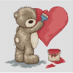 kit Point de croix Luca-S Bruno peint un gros coeur