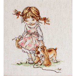 kit Point de croix Luca-S Petite promenade avec la fillette