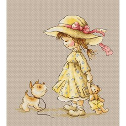 kit Point de croix Luca-S La fillette et le chiot