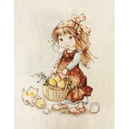 kit Point de croix Luca-S La fillette et le papier de poires
