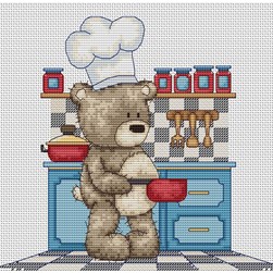 kit Point de croix Luca-S Bruno en cuisine