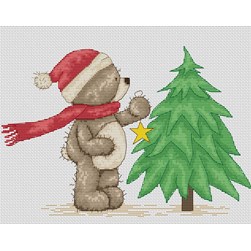 kit Point de croix Luca-S Bruno décore son sapin de Noël