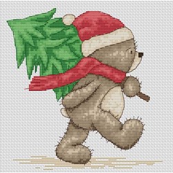 kit Point de croix Luca-S Bruno coupe son sapin de Noël