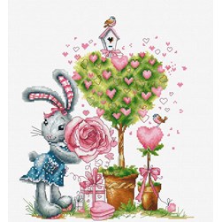 kit Point de croix Luca-S Valentine et l'arbre à cœurs