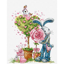 kit Point de croix Luca-S Valentin et l'arbre à cœurs