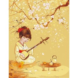 kit Point de croix Luca-S Champs sous le cerisier en fleur