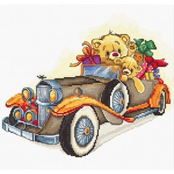 kit Point de croix Luca-S Les doudous et la voiture de collection