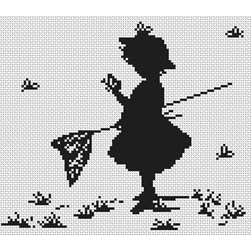 kit Point de croix Luca-S Silhouette d'une chasse aux papillons