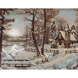 kit Point de croix Luca-S Maison paisible en hiver