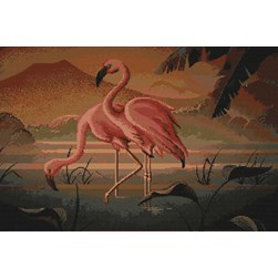 kit Point de croix Luca-S Flamants roses dans la brume