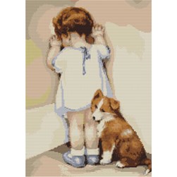 kit Point de croix Luca-S Petite fille punie au coin