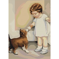 kit Point de croix Luca-S Petite fille et le chien