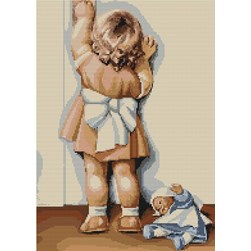 kit Point de croix Luca-S Petite fille à la poupée