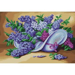 kit Point de croix Luca-S Un chapeau aux lilas violets