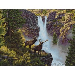kit Point de croix Luca-S Les cerfs des chutes d'eau