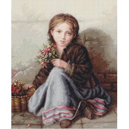 kit Point de croix Luca-S Petite fille assise dans la ruelle