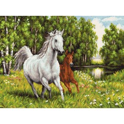 kit Point de croix Luca-S Chevaux gambadant