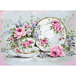 kit Point de croix Luca-S Service de porcelaine délicate roses