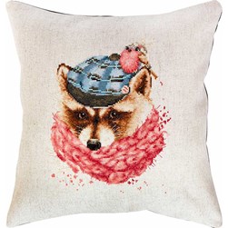 Coussin broderie Point de Croix Luca-S L'écharpe du raton laveur