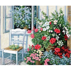 kit Point de croix Luca-S Fenêtre ouverte au printemps