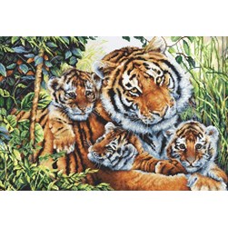 kit Point de croix LETISTITCH Tigres en famille