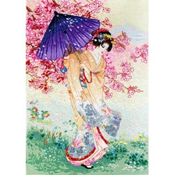 kit Point de croix LETISTITCH L'ombrelle d'une japonaise