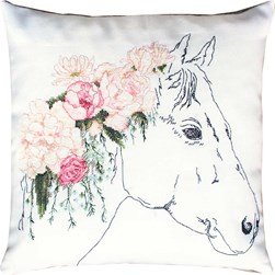 Coussin broderie Point de Croix Luca-S Esquisse de cheval aux roses