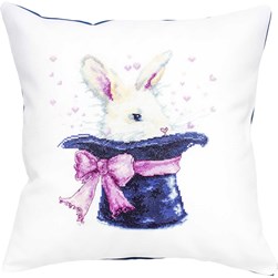 Coussin broderie Point de Croix Luca-S Le lapin du magicien