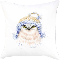 Coussin broderie Point de Croix Luca-S Le hibou au bonnet