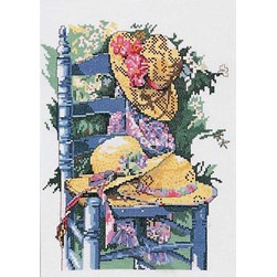 kit Point de croix Marie Coeur Chaise et chapeaux de pailles