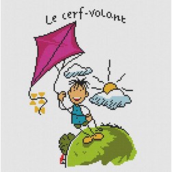 kit Point de croix Marie Coeur Faire du cerf volant