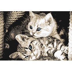 kit Point de croix Marie Coeur Chatons tigre joueurs