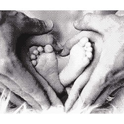 kit Point de croix Marie Coeur Petit pied entouré d'amour