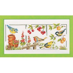 kit Point de croix Marie Coeur Des oiseaux dans le jardin