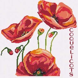 kit Point de croix Marie Coeur Coquelicots designs