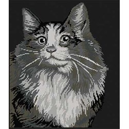kit Point de croix Marie Coeur Chat Angora en noir et blanc