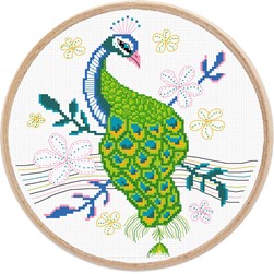 kit Point de croix Marie Coeur Paon verdoyant