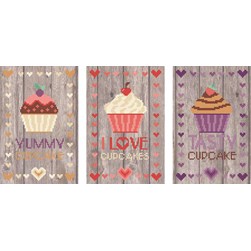 kit Point de croix Marie Coeur Cupcakes gourmands - lot de 3