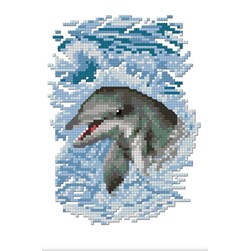 Mini Kit broderie Luc Création Le dauphin dans la mer