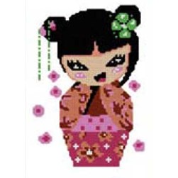 Mini Kit broderie Luc Création Kokeshi jolie