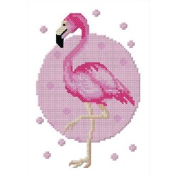 Mini Kit broderie Luc Création flamant rose et pois