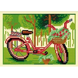 kit Point de croix Luc Création Bicyclette rouge en été