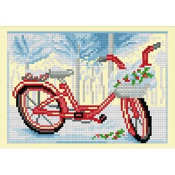 kit Point de croix Luc Création Bicyclette rouge d'hiver